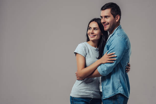 istock Beautiful romantic couple isolated. 905477584
