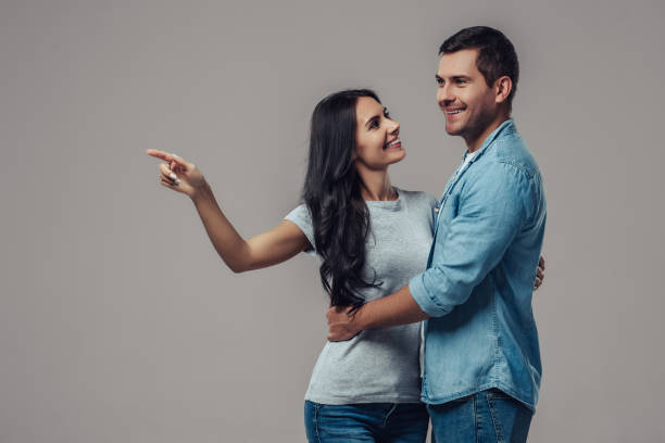 istock Beautiful romantic couple isolated. 905477602