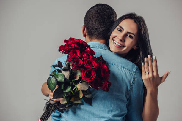 istock Beautiful romantic couple isolated. 905477870