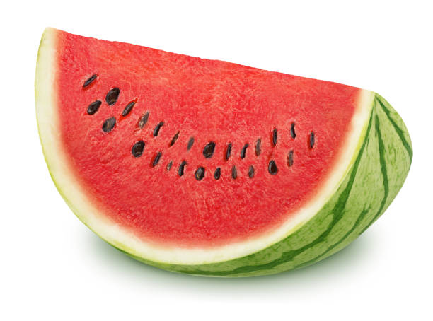 Slice of tasty watermelon on a white background.