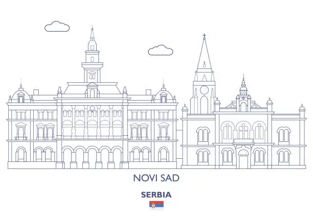 Vector illustration of Novi Sad City Skyline, Serbia
