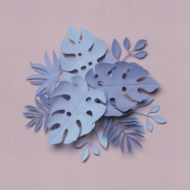 istock 3d render, paper jungle leaves, decorative background, tropical nature, texture 905487534