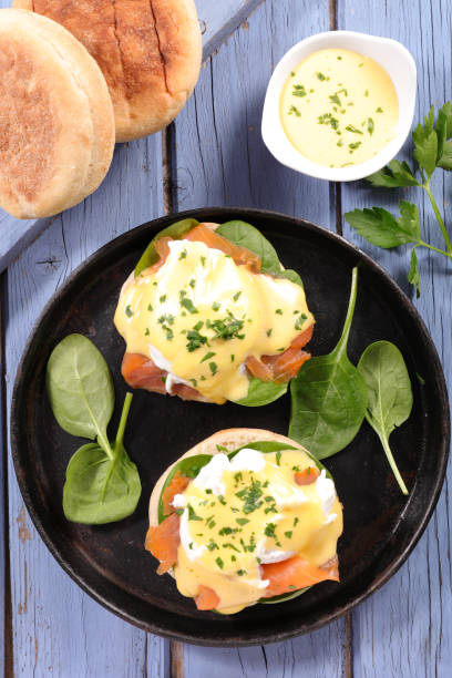 istock muffin with salmon and poached egg 905492666