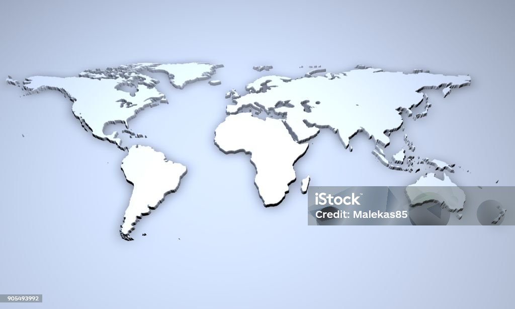 Relief of a world map 3D Illustration - Relief of a world map. Abstract Stock Photo