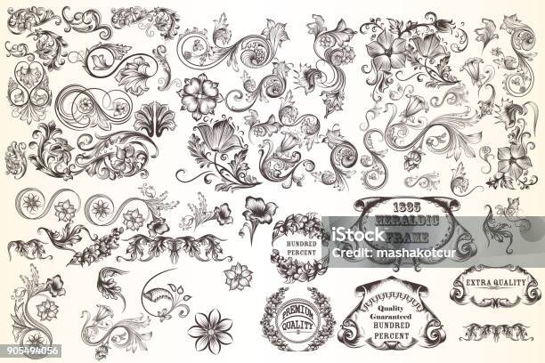 Huge Set Of Vector Decorative Elements For Design Stock Illustration - Download Image Now - Christmas Ornament, Knick Knack, Old-fashioned