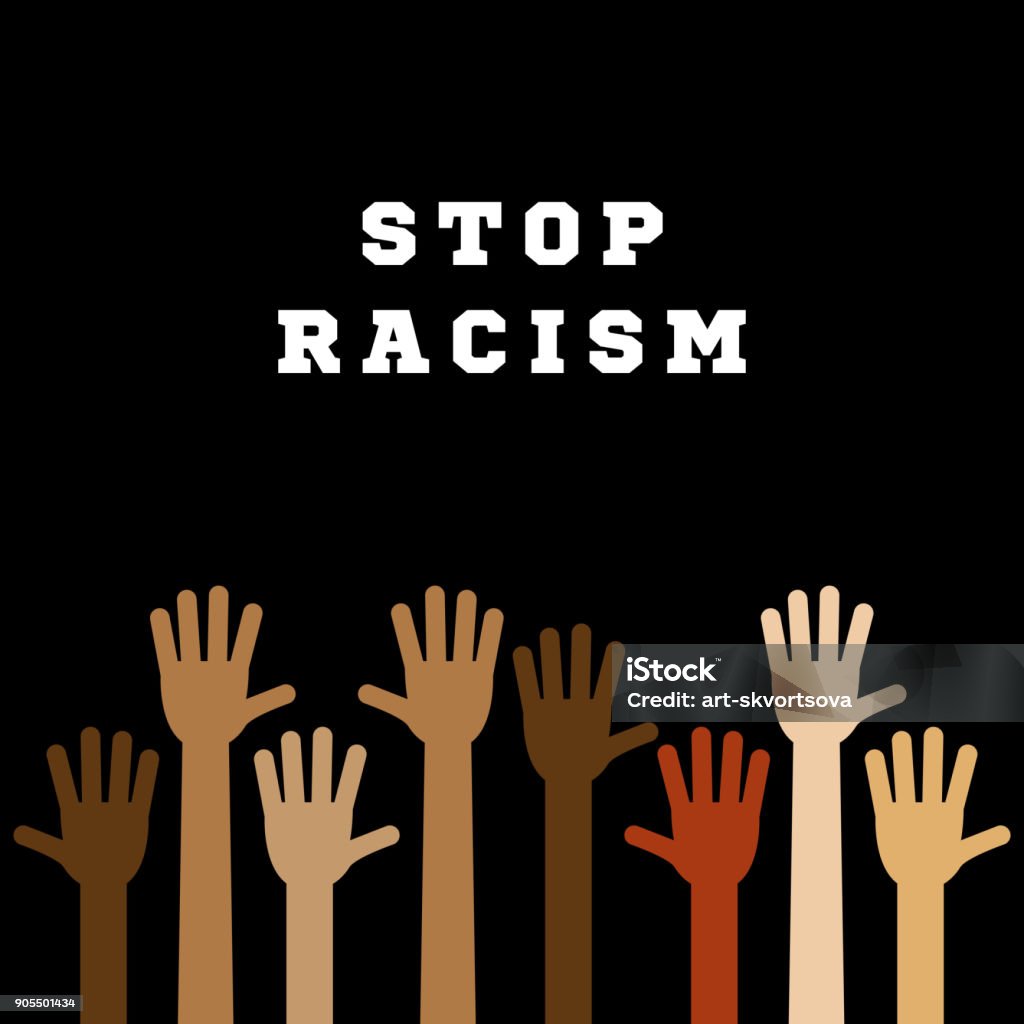 Stop Racism Sticker Stop Racism Hands Vector Illustration Flat Background Stock ...