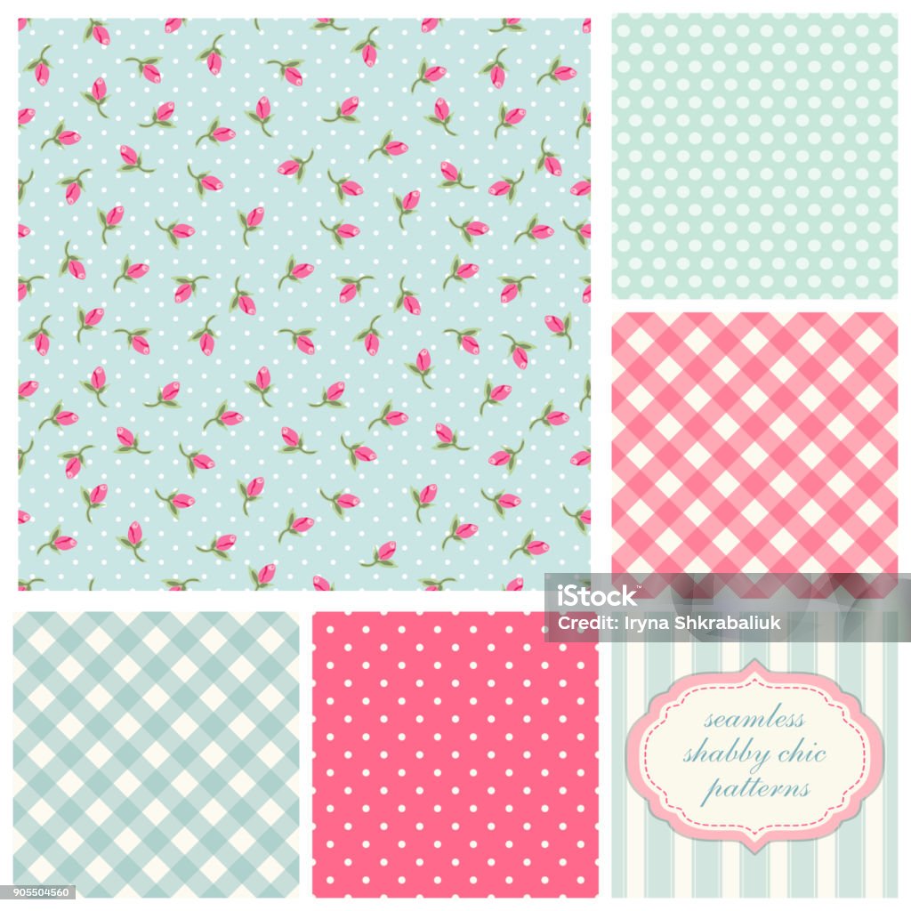 Chic Patterns Pinterest Set Of Cute Seamless Shabby Chic Patterns With Roses Polka Dot And ...