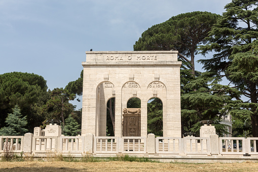 the Mausoleo Ossario Garibaldino  on the Janiculum Hill in Rome, dedicated to the fallen for Rome between 1849 (II Roman Republic) and 1870