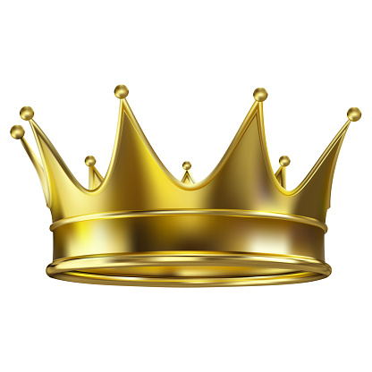 Colored realistic royal crown of gold