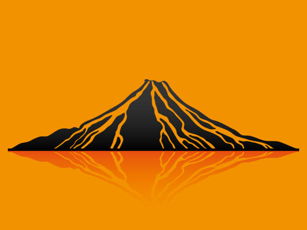 Black volcano sign. vector art illustration