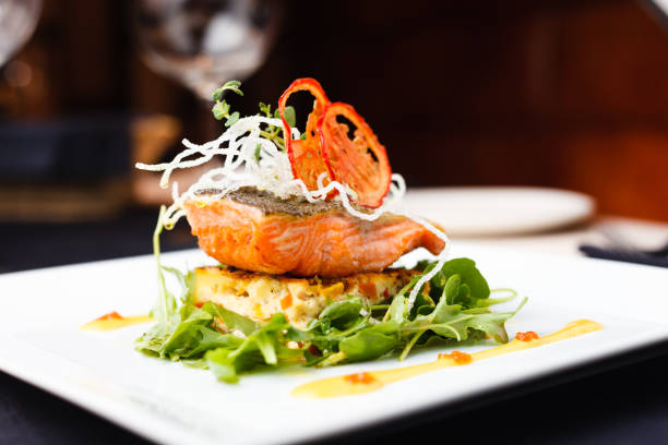 istock Baked salmon in crab sauce 905517526