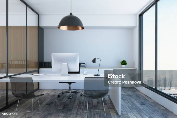 Modern Office Room Stock Photo - Download Image Now - Office, Desk, Domestic Room