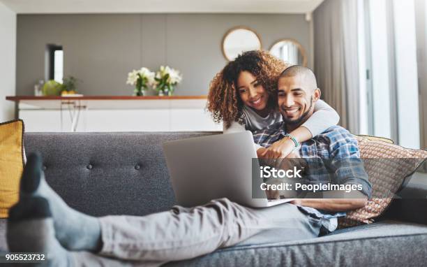 Theres No Denying Their Connection Stock Photo - Download Image Now - Couple - Relationship, Domestic Life, Laptop