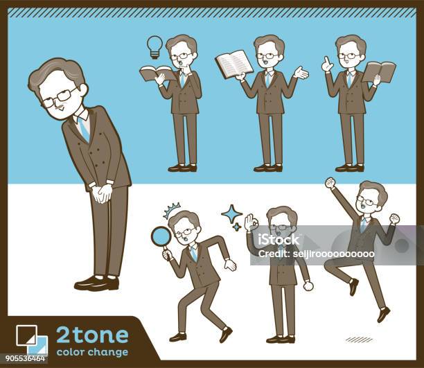 2tone Type Double Suit Old Menset 05 Stock Illustration - Download Image Now - Achievement, Adult, Adults Only