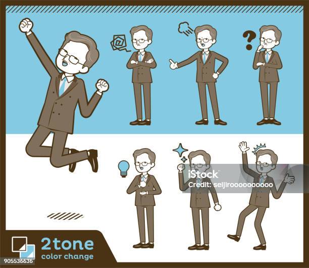 2tone Type Double Suit Old Menset 01 Stock Illustration - Download Image Now - Adult, Adults Only, Anger