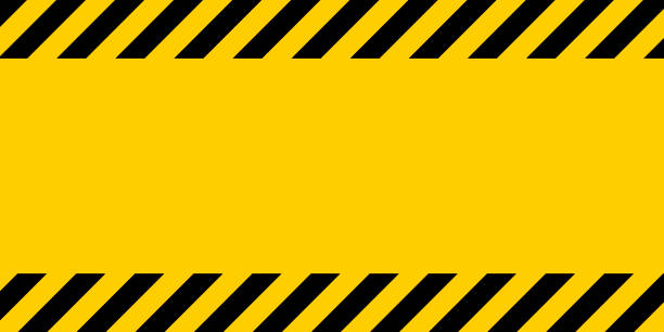 검정색과 노란색 경고 선 사각형 배경, 노란색 줄무늬 및 까만 대각선 줄무늬 - 안전 stock illustrations