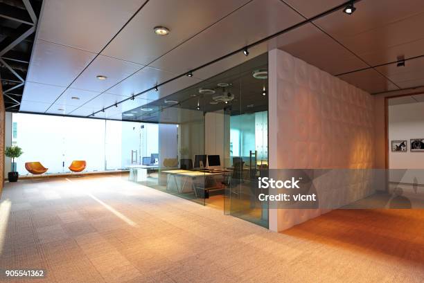 Modern Office Building Interior Stock Photo - Download Image Now - Office, Business, Carpet - Decor