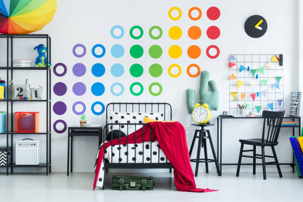 istock Child's bedroom with green suitcase 905543560