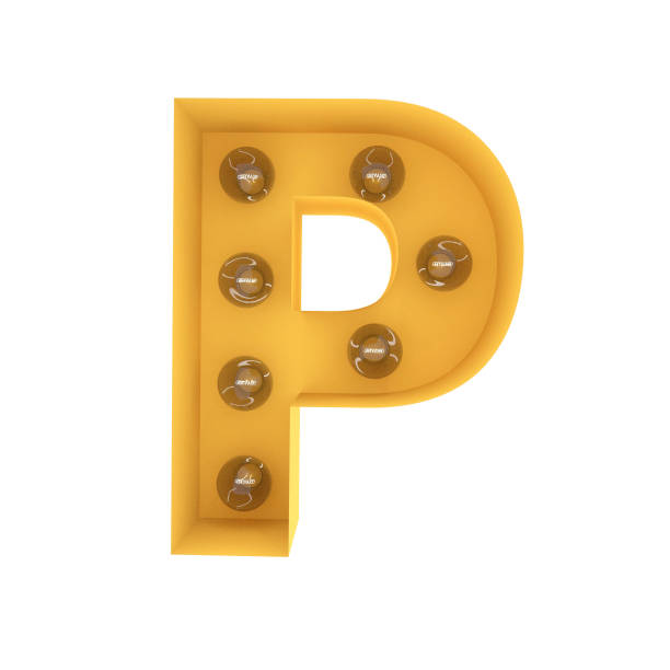 istock Letter P light sign yellow vintage. 3D rendering 905543970