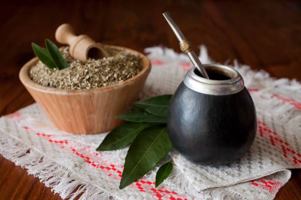 yerba mate in matero on a table yerba mate in matero on a table finely stock pictures, royalty-free photos & images
