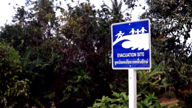 Evacuation Site Tsunami Earthquake Disaster Warning Sign