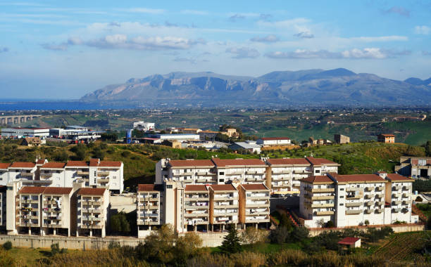 Newly built homes in tower blocks in Alcamo, in the northwestern Sicilian province of Trapani