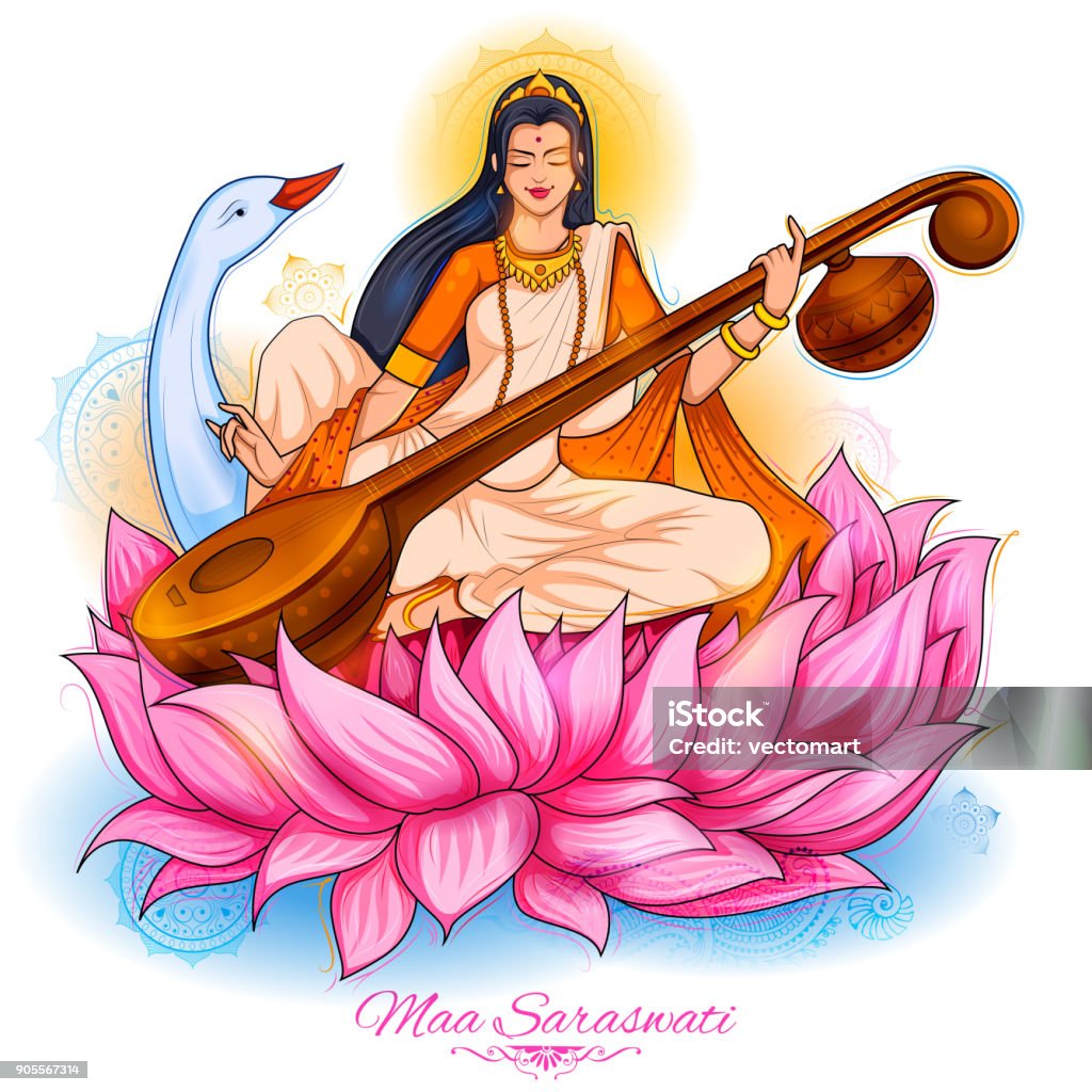 Goddess Of Wisdom Saraswati For Vasant Panchami India Festival ...