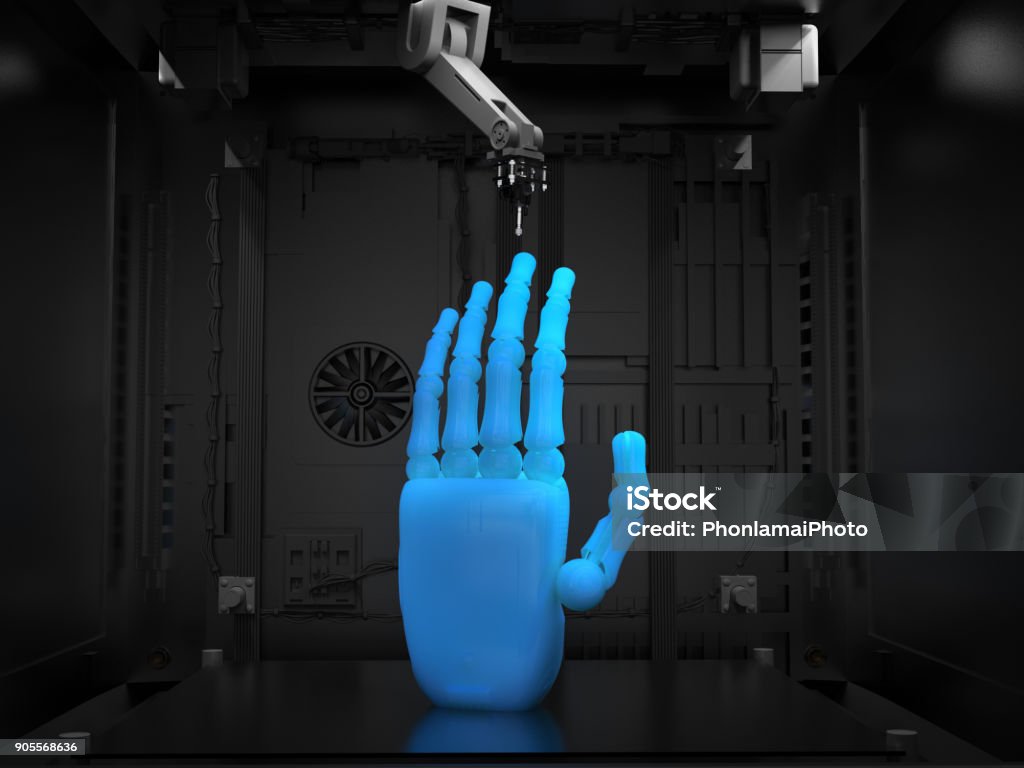 3D Drucker mit Objekt - Lizenzfrei 3D-Druck Stock-Foto