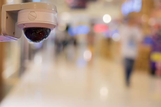 istock Close-curcuit television,Security CCTV in office blurred  background for save vedio anti theft and crime in place. 905574930
