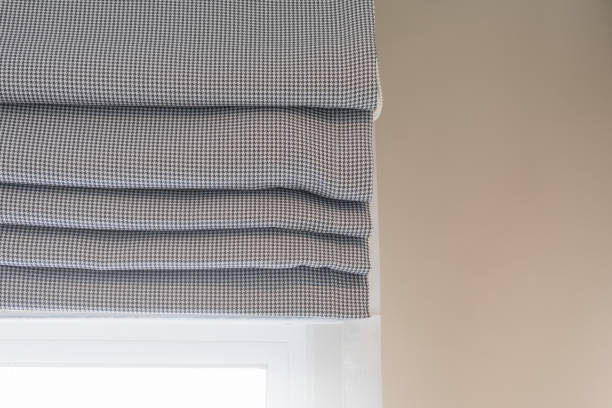istock closed up of beautiful  grey curtain 905580532
