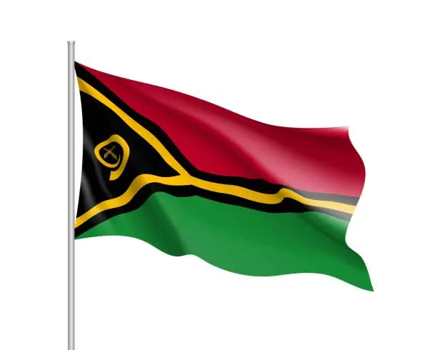 Vector illustration of Waving flag of Vanuatu