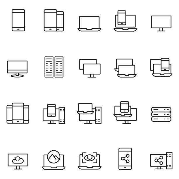 gerät-icon-set - wireless technology transfer image cloud symbol stock-grafiken, -clipart, -cartoons und -symbole