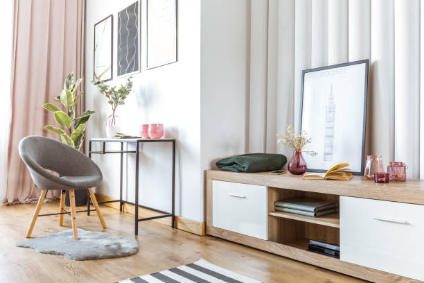 istock Woman's living room with poster 905599578