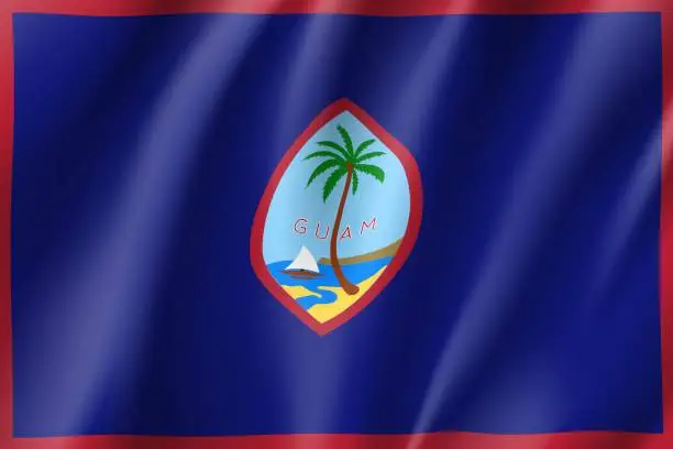 Vector illustration of Waving flag of Guam