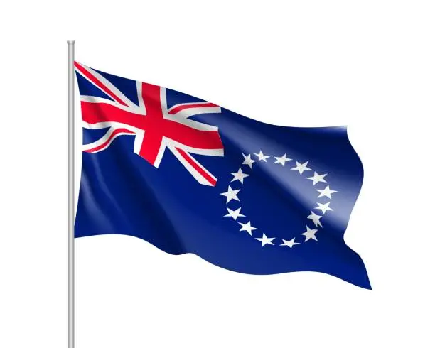 Vector illustration of Waving flag of Cook Islands