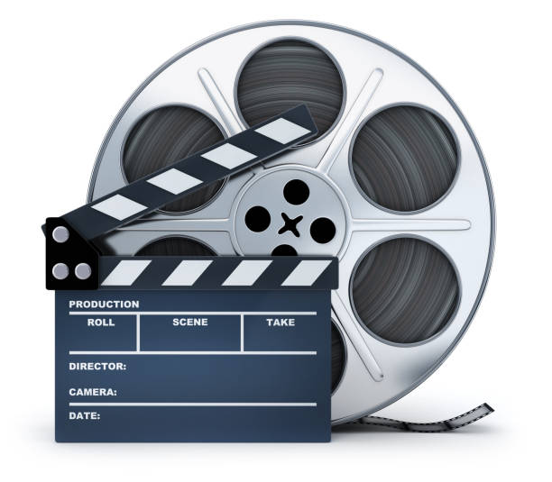 istock Clap-board and film spool on white background 905603640