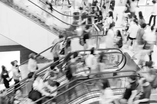 istock Motion escalators at the modern shopping mall 905608806