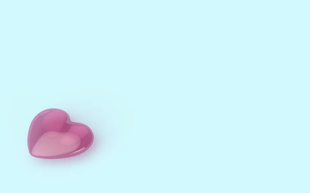 istock One pink heart on pastel blue background.Valentine concept.3d rendering. 905609410