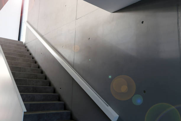 Modern stairwell with concret-look walls