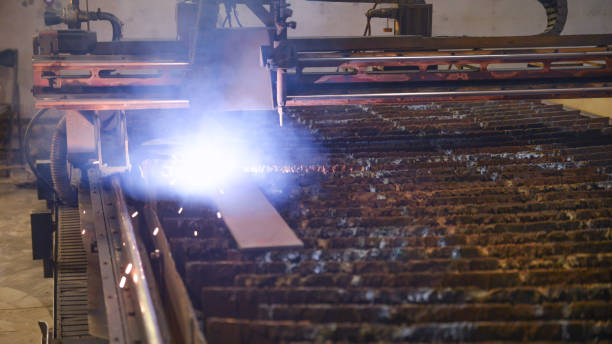 istock Cutting metal with plasma laser 905619600