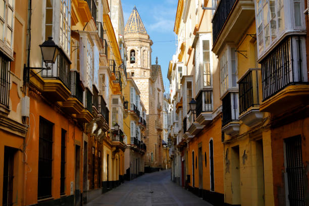 Balconies in the historic district of Cadiz, Andaluse, Spain
