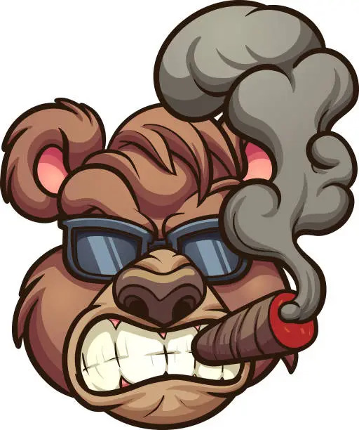 Vector illustration of Smoking bear