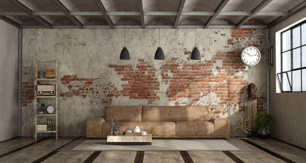 istock Living room in industrial style 905630114