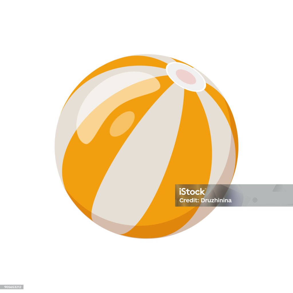 Beach summer holidays Beach ball on white background, cartoon illustration of beach accessories for summer holidays. Vector Beach Ball stock vector