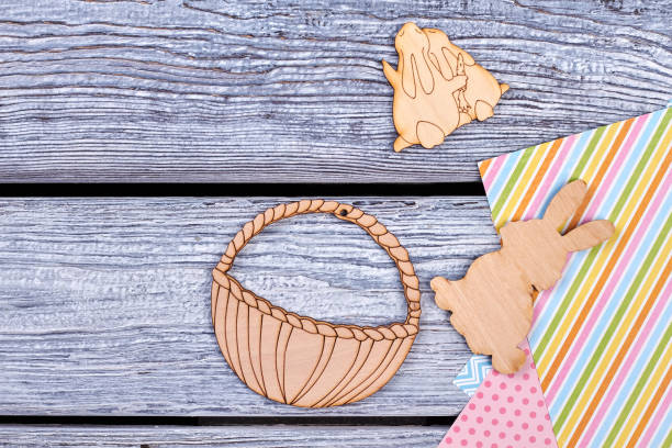 istock Easter cutwood figurines, top view. 905663612