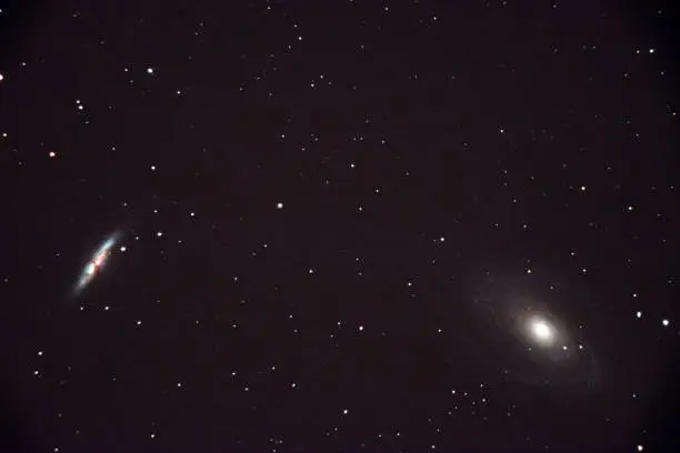 Galaxy The Cigar M82 and Galaxy of Bode M81.
