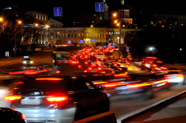 istock Evening traffic jam in Moscow in the downtown 905666648