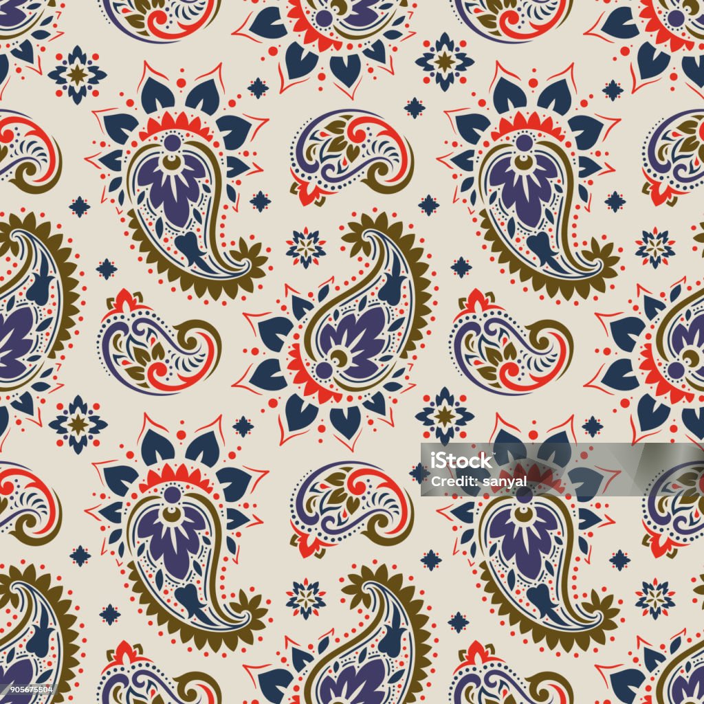 Seamless paisley pattern Seamless pattern based on traditional Asian elements Paisley. Boho vintage style vector background. Best motive for print on fabric or papper. Pattern stock vector