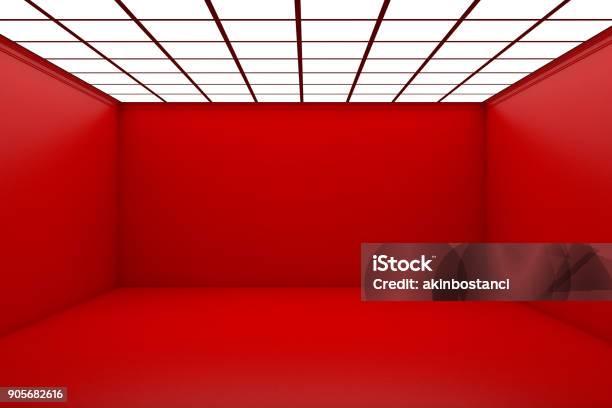 Empty 3d Room Stock Photo - Download Image Now - Red, Domestic Room, Backgrounds