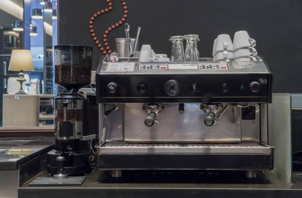 istock Professional coffee machine making close up in restaurant 905684004